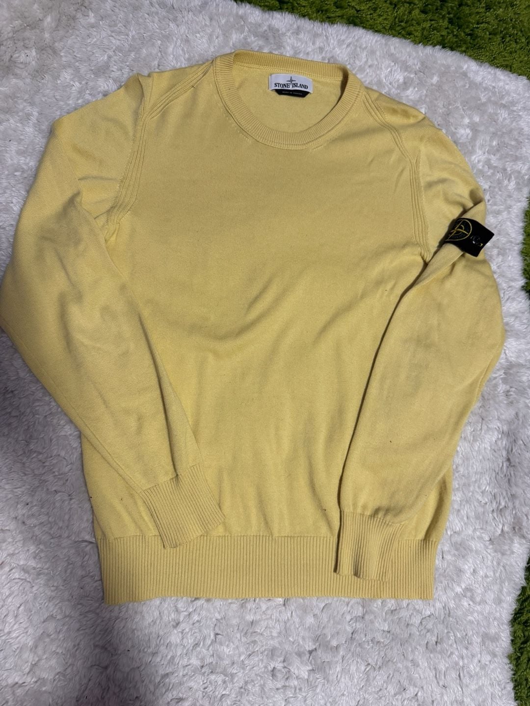 Stone Island Crewneck Knit Sweater Yellow Size M